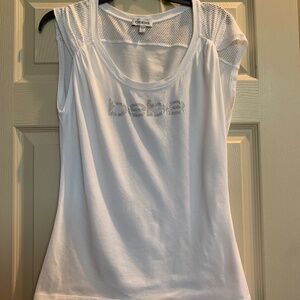 Bebe White Embellished T-shirt sz L